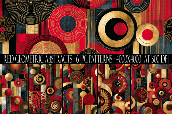 Download Red and Gold Geometric Abstract Patterns - Gold Collection