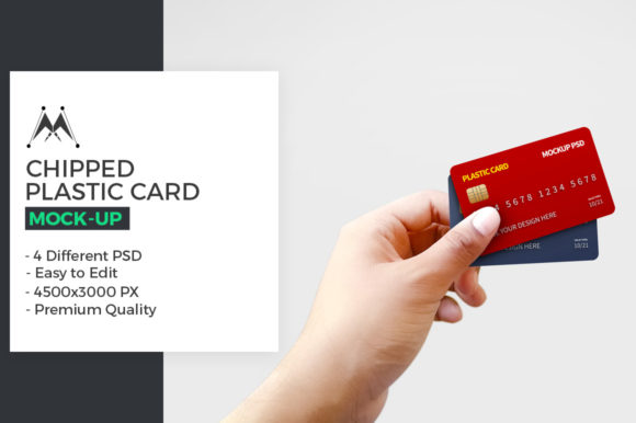 Download Chipped Plastic Card in Hand Mockup - Card Collection