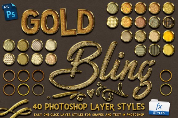 Download Gold Bling Photoshop Layer Styles - Gold Collection