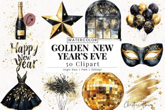 Download Golden New Years Eve Clipart - Gold Collection