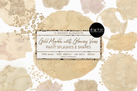 Download Paint Splashes Gold Marble W/ Glow - Gold Collection