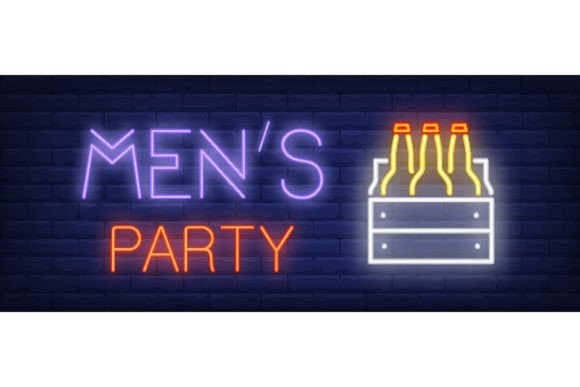 Download Mens Party Neon Sign. Glowing Inscriptio - Premium Resources