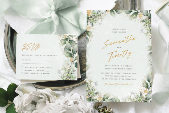 Download Green &amp; Gold Wedding Invitation Template - Gold Collection