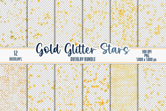 Download Gold Glitter Stars Overlay - Gold Collection