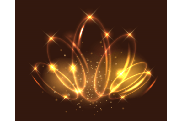 Download Sparkling Light Effect Lotus Shape. Gold - Gold Collection
