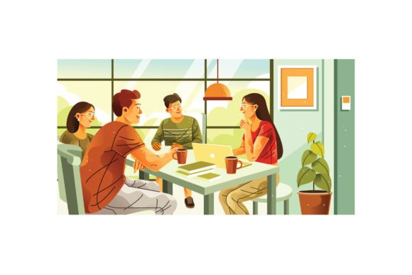Download Group Discussion Illustration - Premium Resources